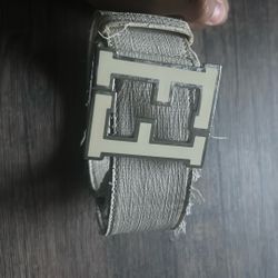 Leather White Fendi Belt 