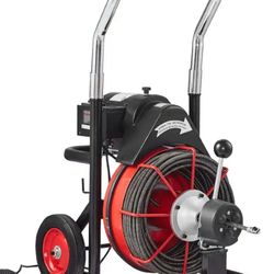 VEVOR Electric Drain Auger 100 ft. x 3/8 in. Sewer Snake Drill Cleaner 110V Wheel Cutter In Auto Feed