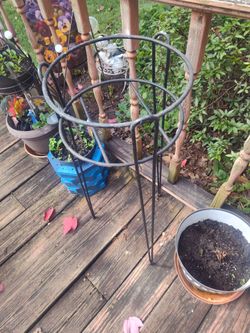 Tall black metal planter