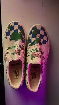 Womens multicolor custom slip on vans