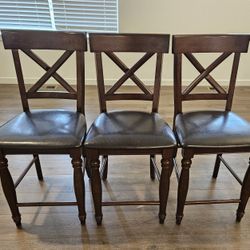Dark Wood Bar Stools (3 Total)