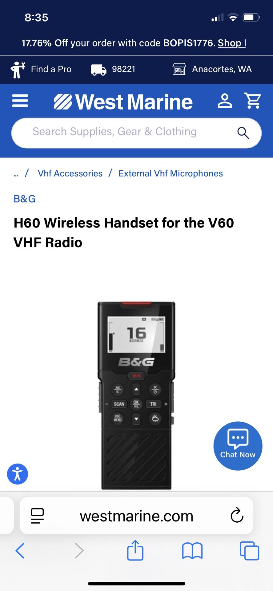 Wireless Handset for the V60 VHF Radio