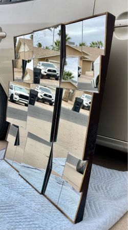 Super Cool Vintage Mid Century Neal Small Style “Fractured” Zig Zag Mirror 30” x 30”