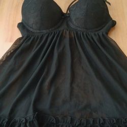 New Nightie Lingerie Black Sheer Lace Push Up Padded Women's Small 