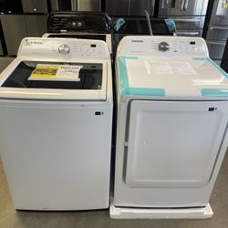 Samsung 4.5 Cu Top Load Washer & 7.2 Cu Gas Dryer Set In White