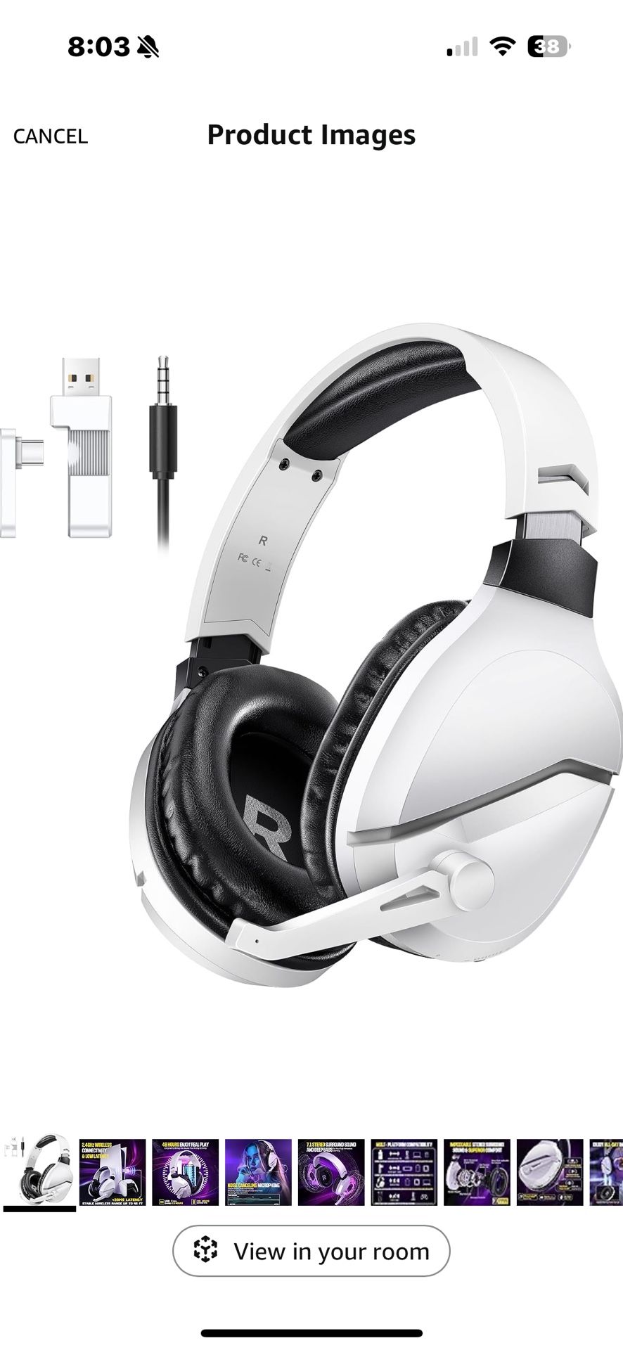 Wireless Gaming Headset with Noise Canceling Microphone for PS5, PC, PS4, 2.4G/Bluetooth Gaming Headphones with USB and Type-c Connector, Wired Mode f