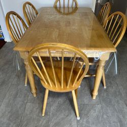 Solid Wood Dining Table With 6 Chairs