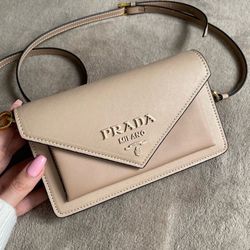 Prada Logo Saffiano Leather Crossbody Bag on SALE