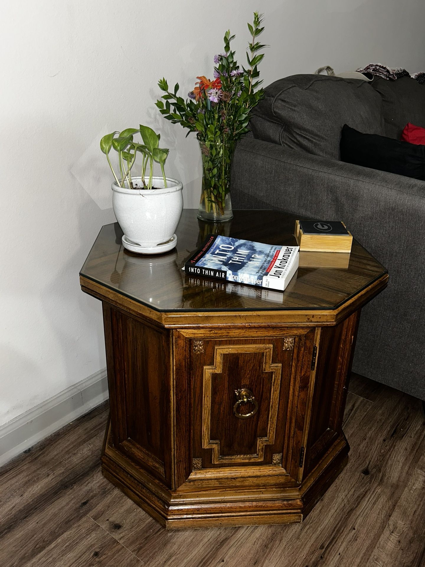 Glass-Top Hexagon Nightstand / Accent / End Table