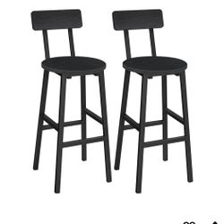 Bar Stools, Set of 2 Round Bar Chairs, 24.4 Inches Bar Stools with Back, Breakfast Bar Chairs with Footrest, Counter Bar Stools, for Dining Room, Kitc