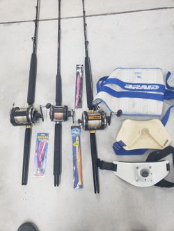 Offshore Rods & Reels, harness, belts Etc.