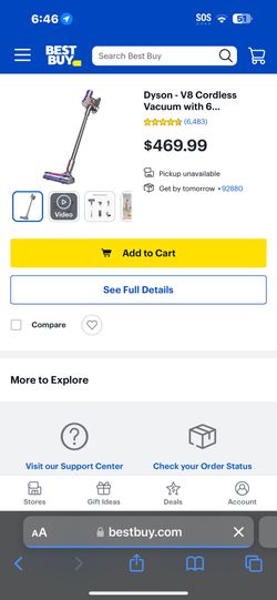 Dyson V8 Cordless Vacuum with 6 accessories - Silver/Nickel