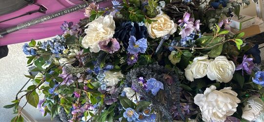 2 Large Faux Floral Arrangements with Greenery