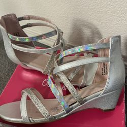 Silver Girls Heels Size 7