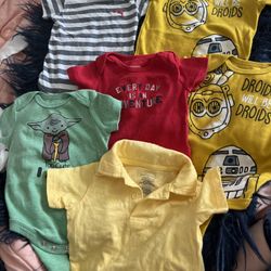 3-6 Months 5 Boy Onesies 1 Yellow Polo 