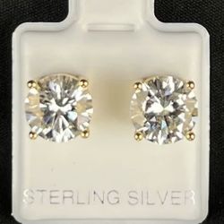 14k Gold Over Sterling Silver 925 Moissanite Stud Earrings 