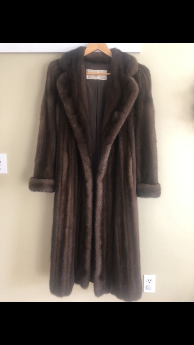 Beautiful mink coat,ear warmers ,& hat.