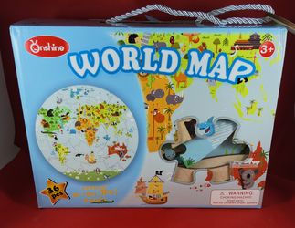 Kids Wooden World Map Puzzle — 36 Pieces, Gift Box, Ages 3+ | Wholesale Available