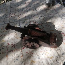 Vintage Wood Garrison Cannon Hand Carved Made In Spain 