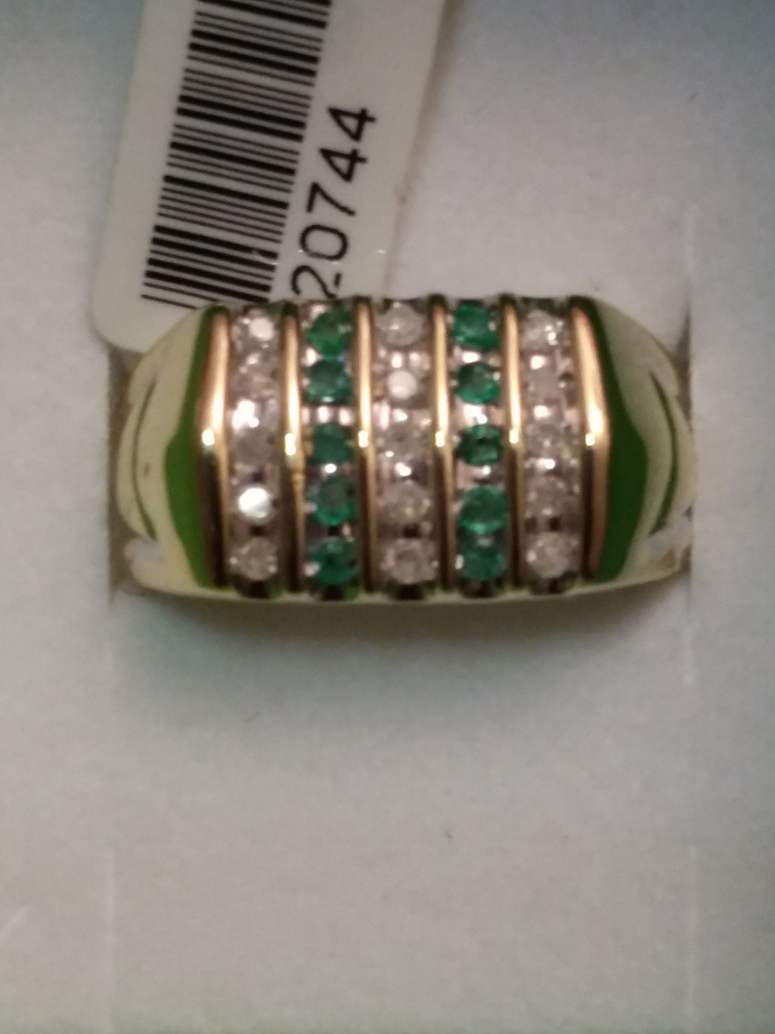 Solid 10kt gold diamond & emerald ring