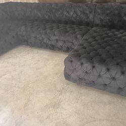 Black Velvet Truffle U-shape Shape Sectional Sofa