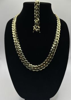 15mm Handmade Cuban Link Chain And Bracelet Set 