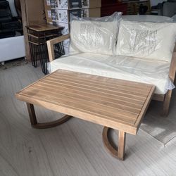 2 Piece Brown Acadia Wood Patio Conversation Set