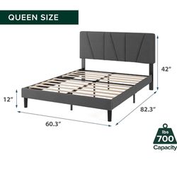 Queen Bed Frame – Dark Grey for Sale