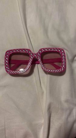 Big pink sunglasses with rhinestones