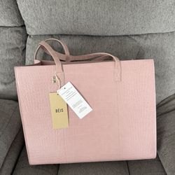 Beis - Large Work Tote In Pink Croc