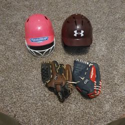 Baseball Helmets And Gloves