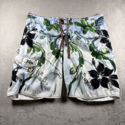 Vintage Billabong Board Shorts Men’s 44 White Floral Surf Skate Y2K USA 90s #7A