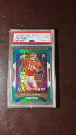Trevor Lawrence 2021 Prizm Draft Picks Green Prizm RC PSA 9