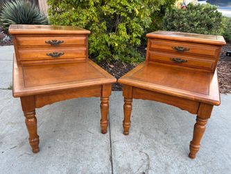 Mid Century Modern Solid Wood Antique Dresser Nightstand End Table Furniture Set
