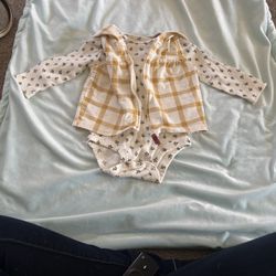 Carters Yellow And White Plaid Baby Bodysuit 