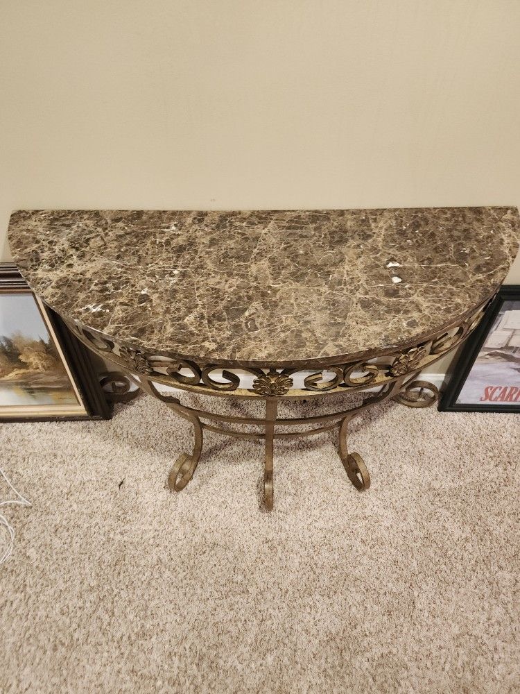 $75 Wrought Iron Marble Top Entry Table 