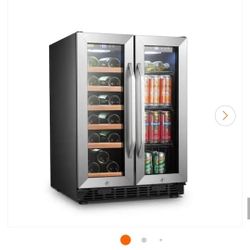50% OFF - LANBO 23" Dual Zone Wine & Beverage Cooler 18 Bottle / 55 Can Stainless Steel