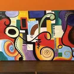 Geometric Shapes Abstract Canvas Painting 