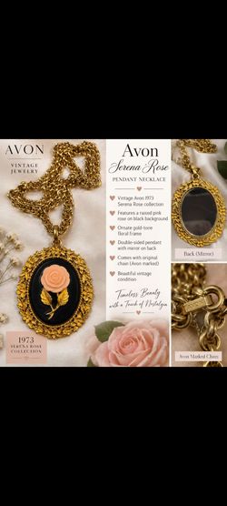 Avon 1973 Serena Rose Pendant Necklace