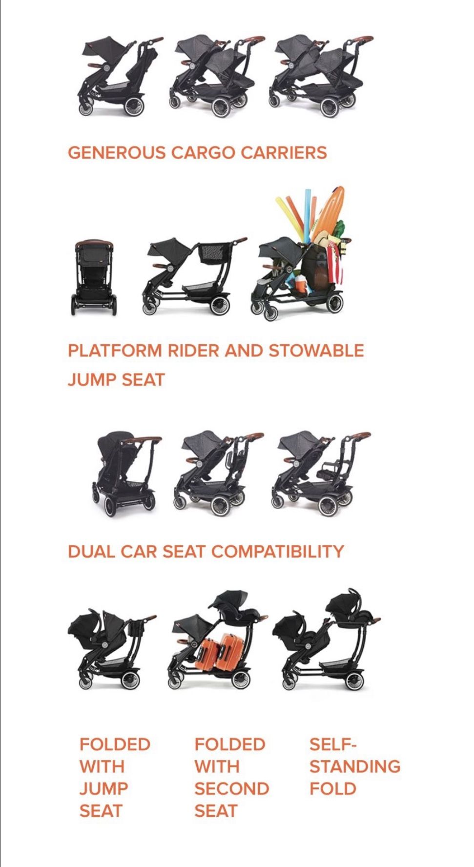 AUSTLEN ENTOURAGE DOUBLE STROLLER SET INCLUDING NUNA CAR SEAT MORE