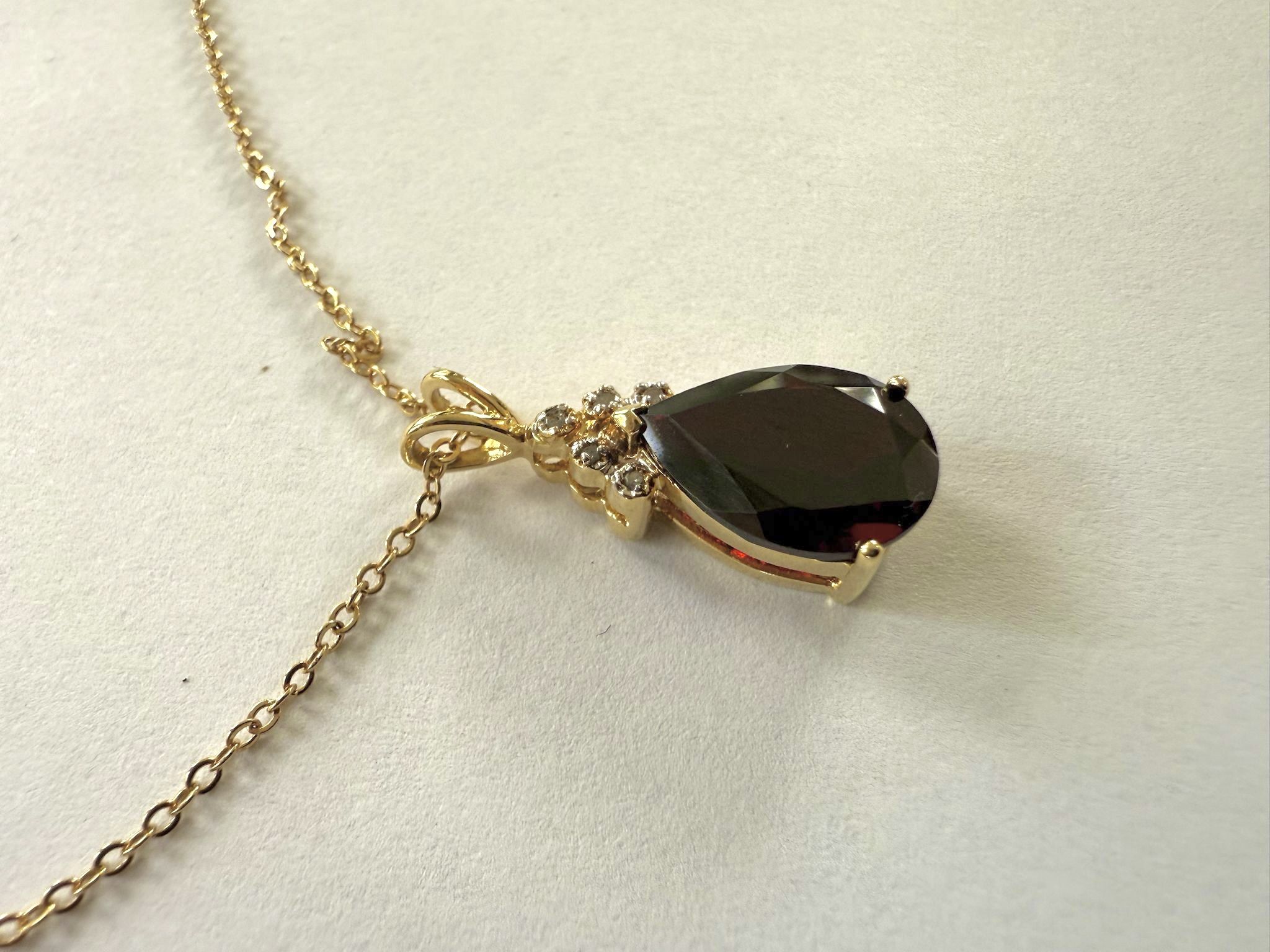 18K Yellow Gold-Plated Garnet Pendant Necklace