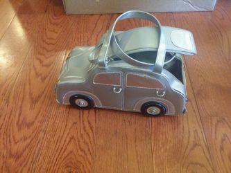 Purse VW bug appearance or Lunch bag functions also as Barbie doll Car