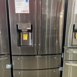 LG - 28 Cu. Ft. 4 Door French Door Smart Refrigerator with Dual Ice with Craft Ice and Double Freezer - Black stainless steel