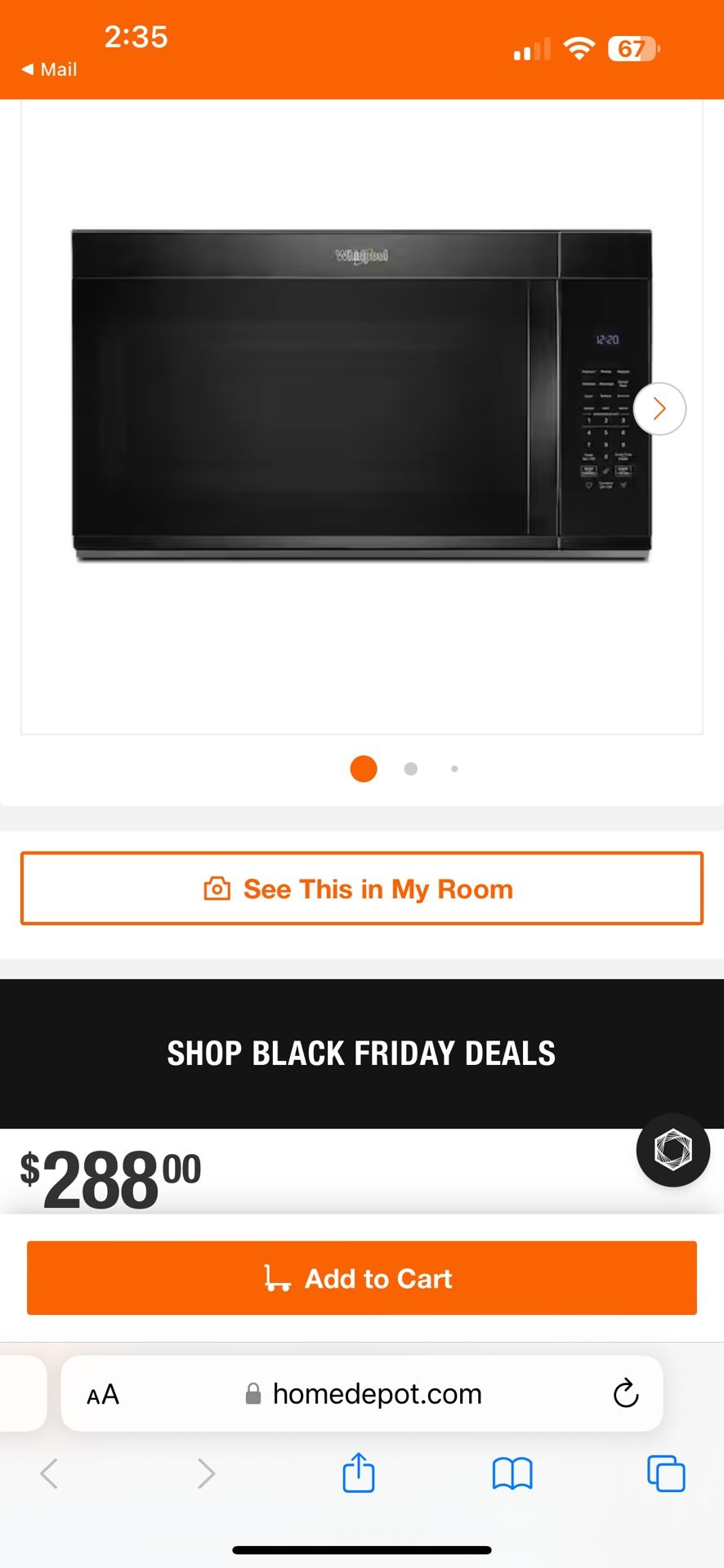 Whirlpool Microwave 30 In