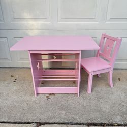 Pink Kids Table With Chair 