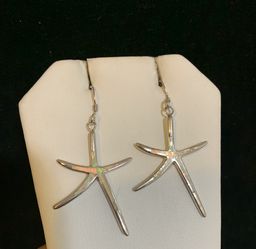 White opal in Sterling silver ear rings