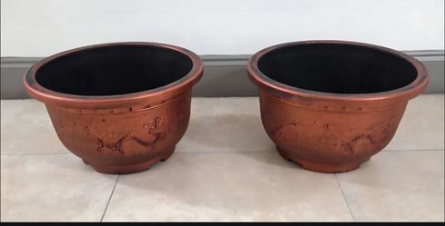 PAIR of 15" (Diameter) Copper Resin Planters (2 for $30) @ Lasting Creations