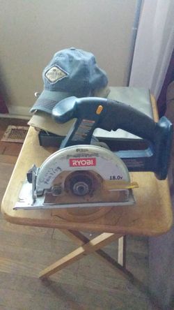 A Ryobi 18 volt battery powered skill saw tool only