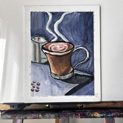 11x14 Canvas Panel Coffee Painting 