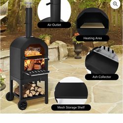 Costway Outdoor Pizza Oven Wood Fire Pizza Maker Grill